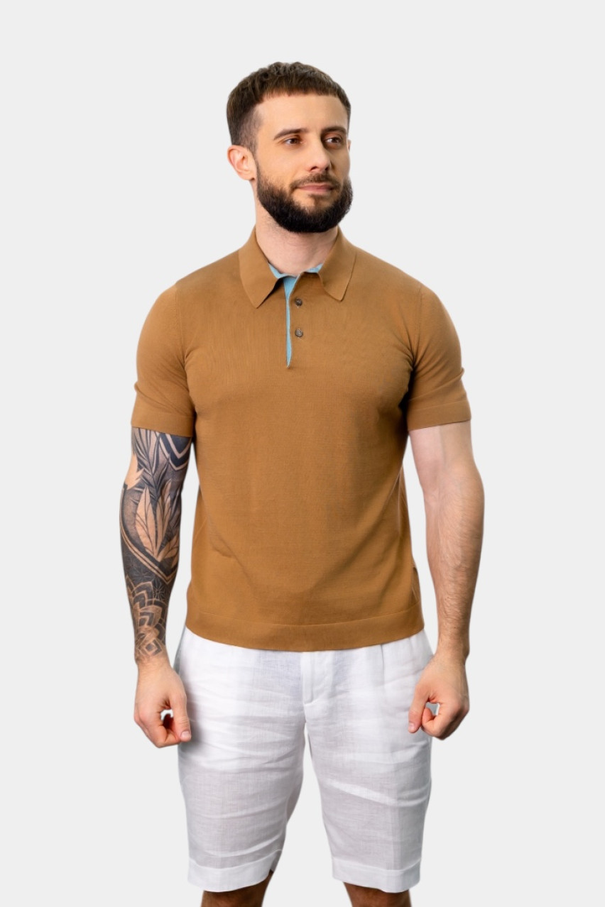 Кемел поло з контрастною підкладкою 57149\20669 156 Gran Sasso