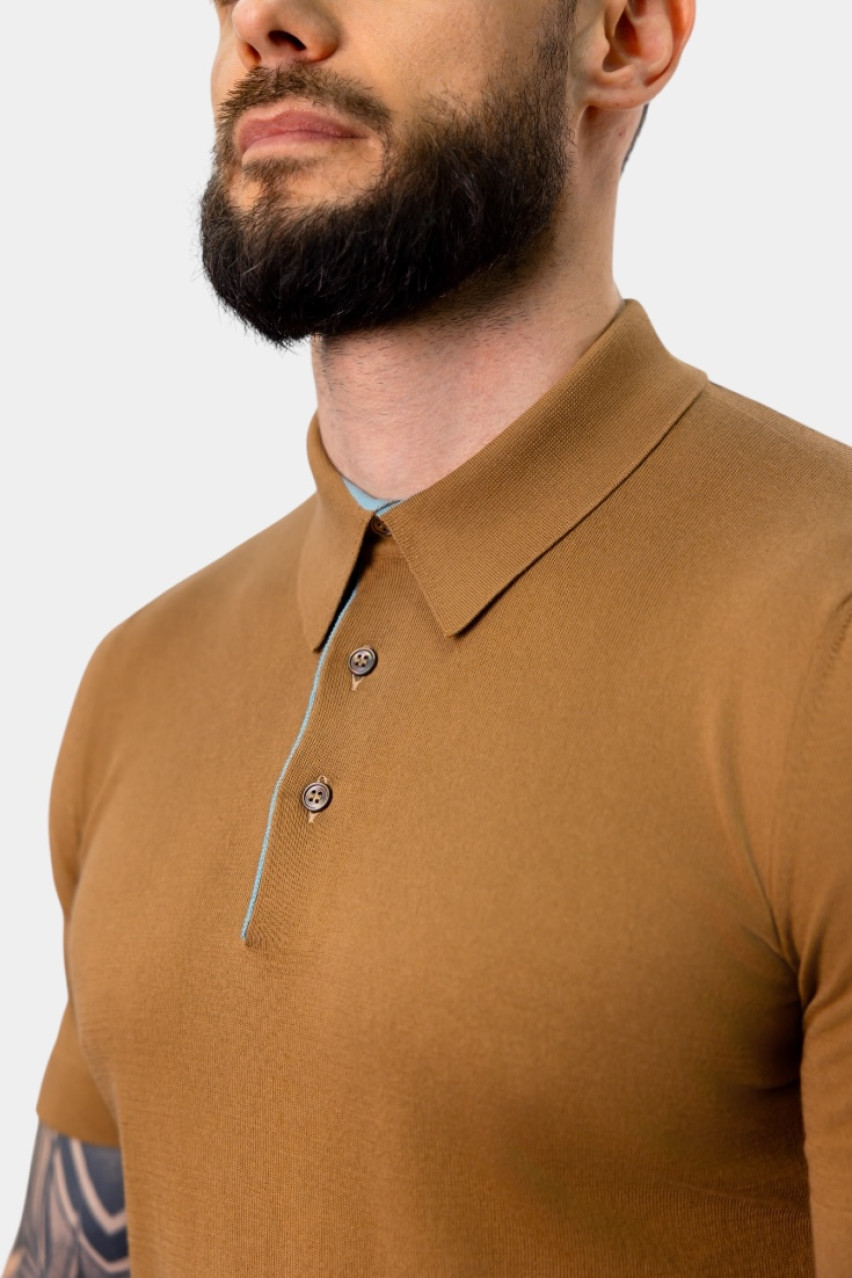 Кемел поло з контрастною підкладкою 57149\20669 156 Gran Sasso