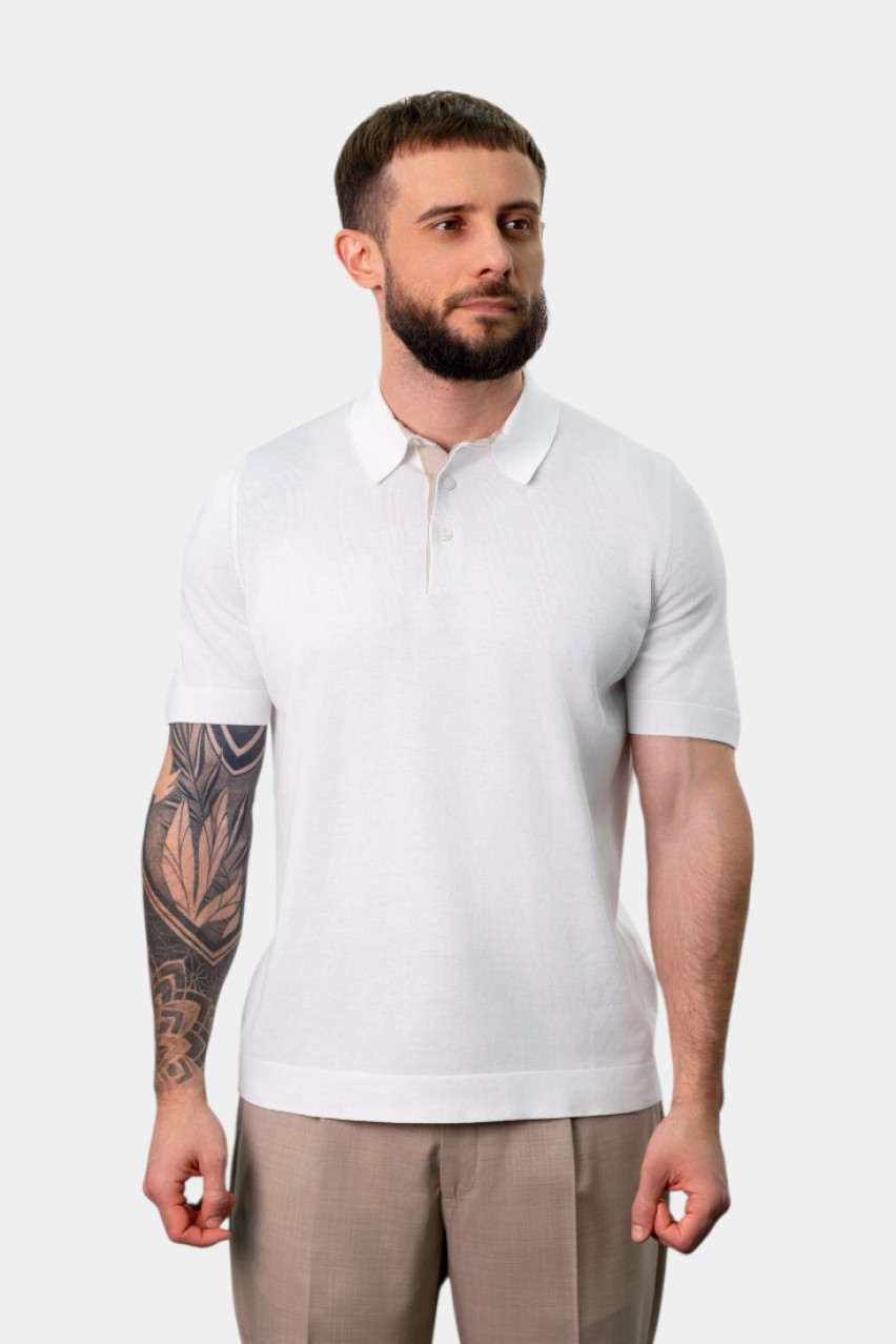 Біле поло з контрастною підкладкою 57149\20669 002 Gran Sasso