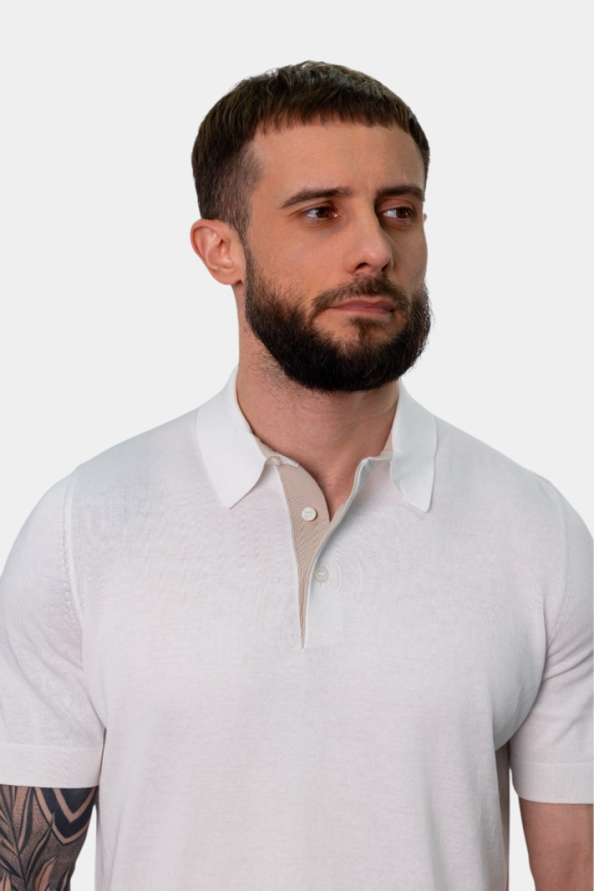 Біле поло з контрастною підкладкою 57149\20669 002 Gran Sasso