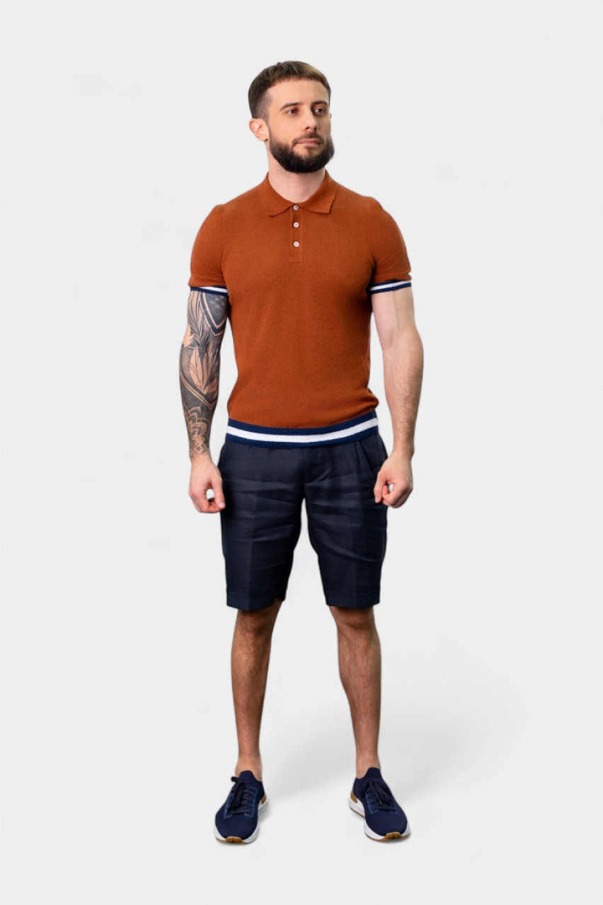 Теракотове поло з ефектом махрової текстури 57113\22116 165 Gran Sasso