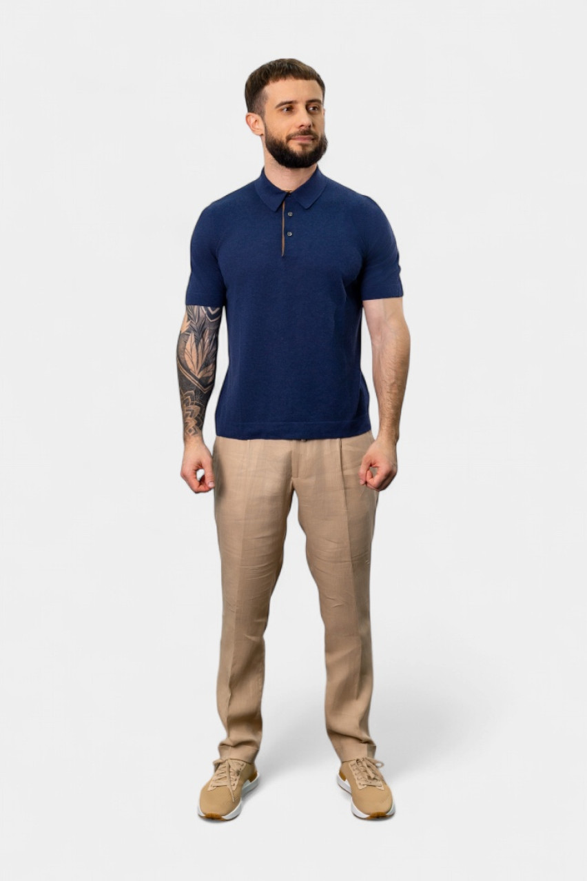 Синє поло з контрастною підкладкою 57149\20669 586 Gran Sasso
