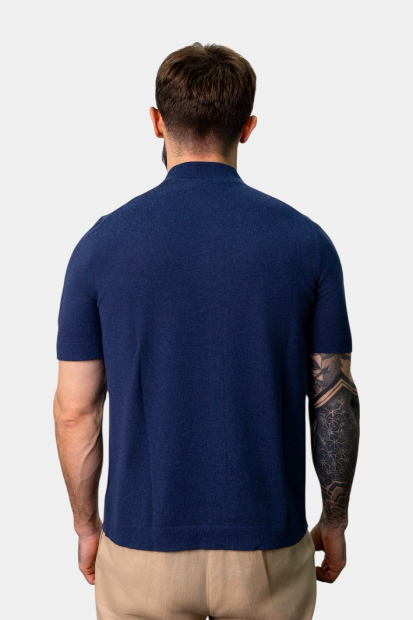 Синє поло з контрастною підкладкою 57149\20669 586 Gran Sasso