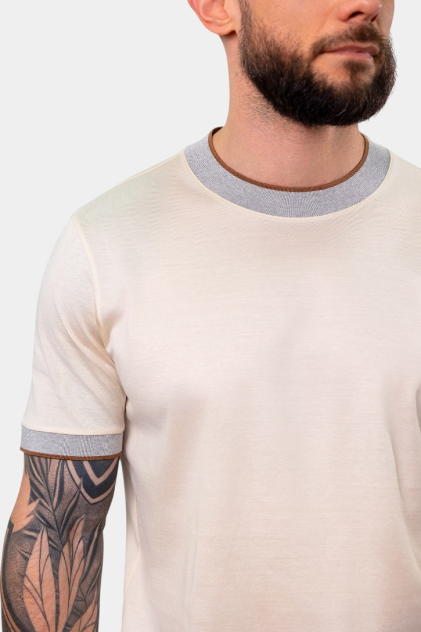 Бежева футболка з мерсеризованої бавовни лісле 60132\74017 012 Gran Sasso