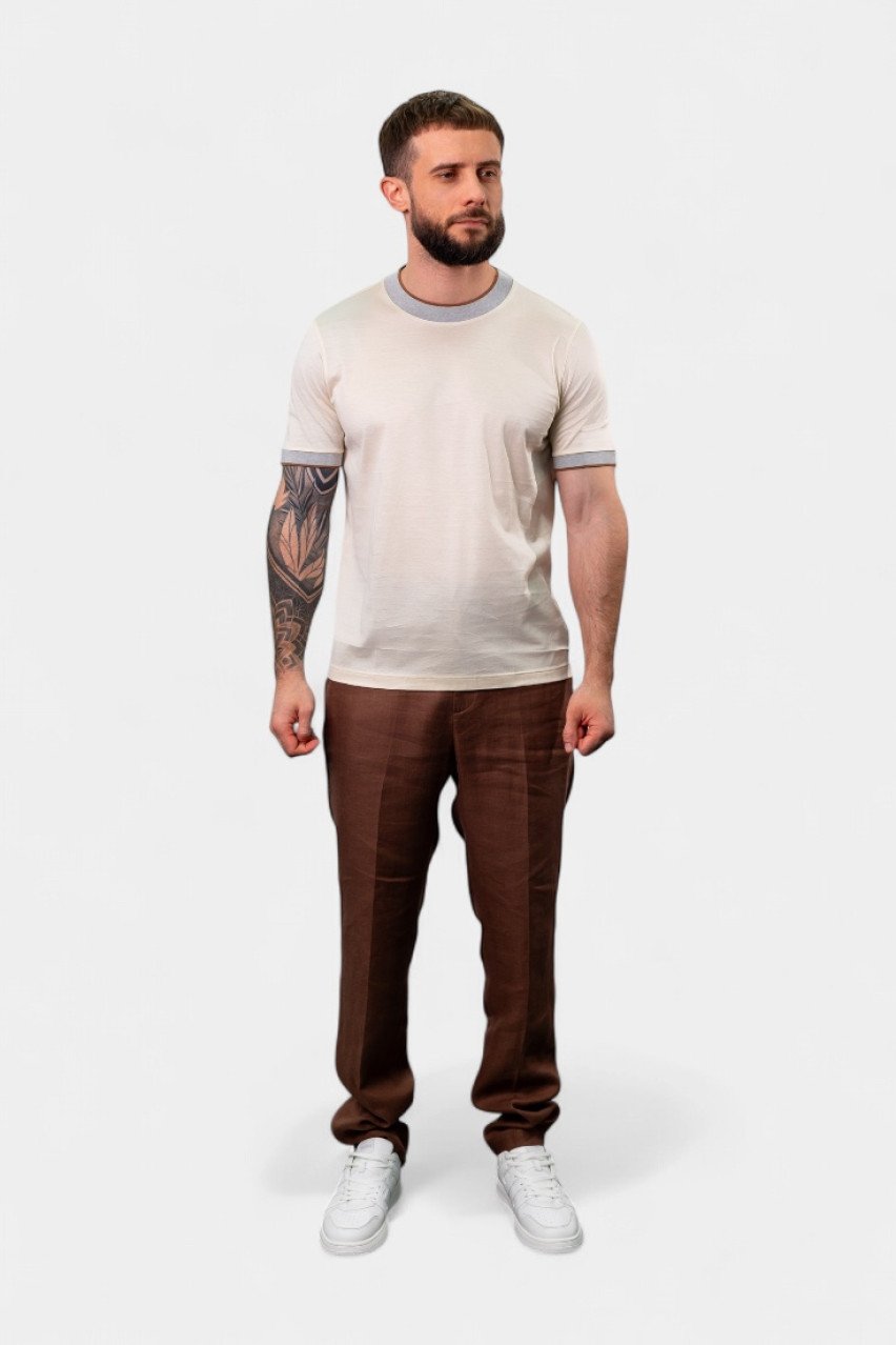 Бежева футболка з мерсеризованої бавовни лісле 60132\74017 012 Gran Sasso
