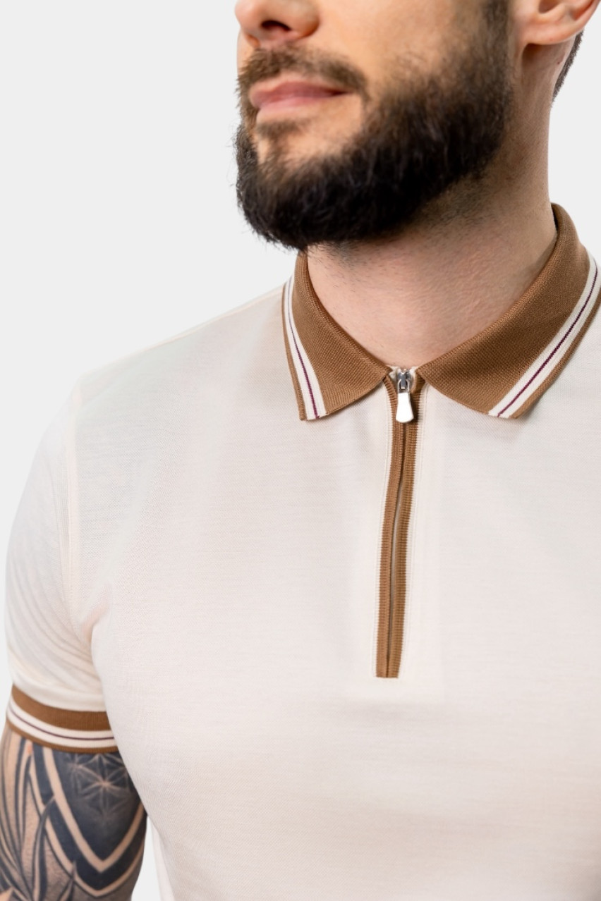 Бежеве поло з кольоровими вставками 60147\74219 012 Gran Sasso
