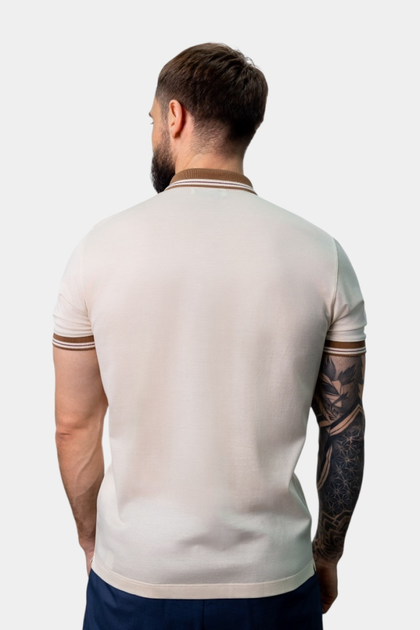 Бежеве поло з кольоровими вставками 60147\74219 012 Gran Sasso
