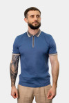 Синє поло з кольоровими вставками