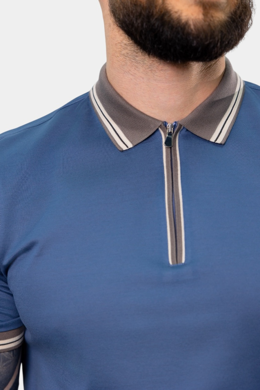 Синє поло з кольоровими вставками 60147\74219 567 Gran Sasso