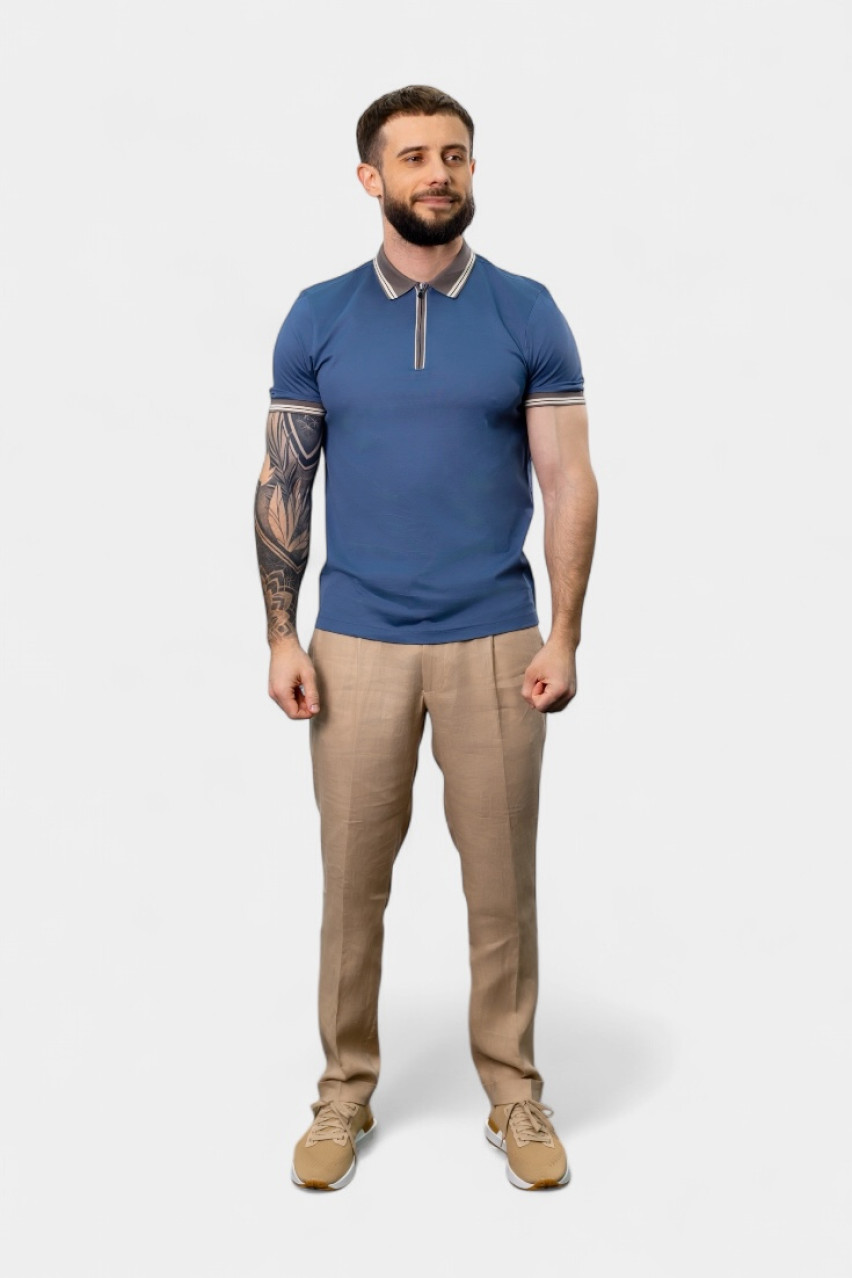Синє поло з кольоровими вставками 60147\74219 567 Gran Sasso