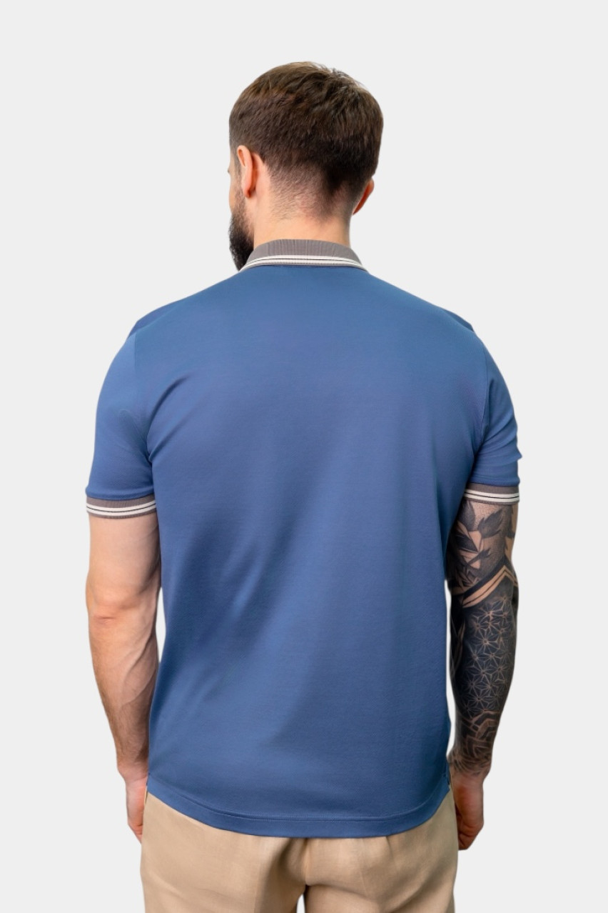 Синє поло з кольоровими вставками 60147\74219 567 Gran Sasso