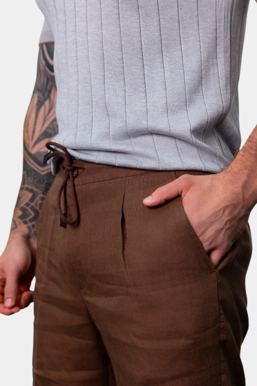 Коричневые льняные шорты 76112\50017 185 Gran Sasso