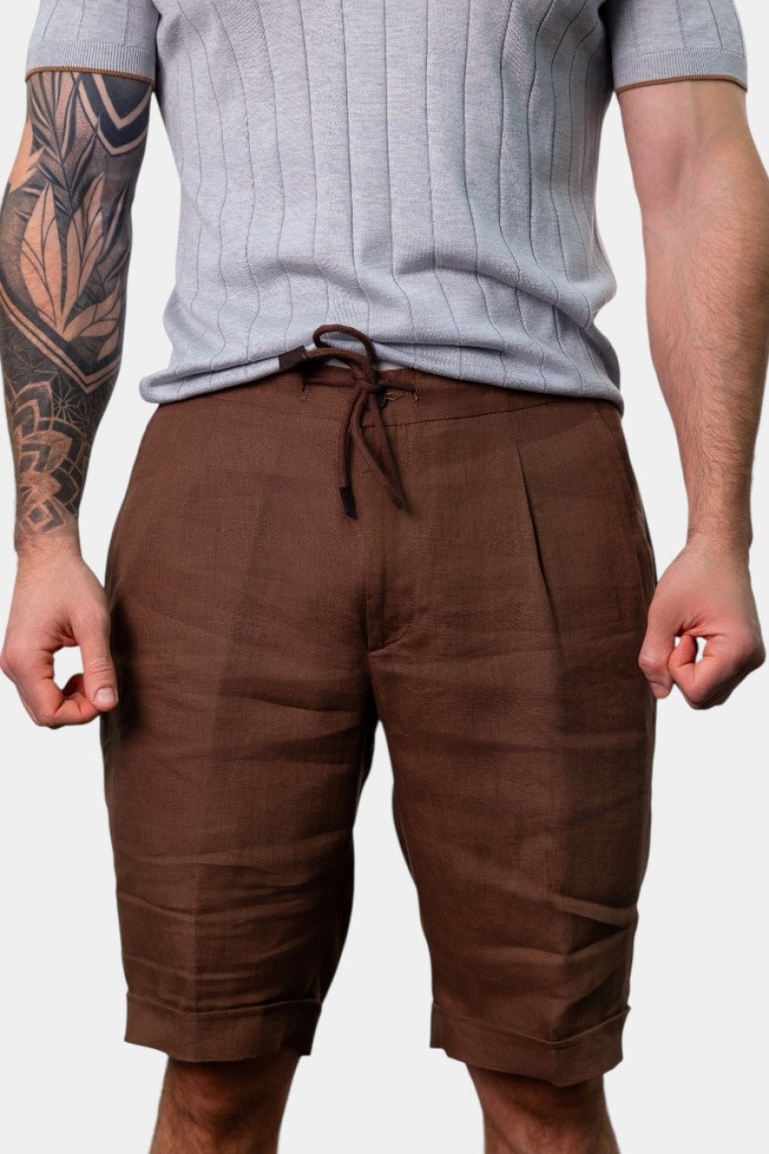 Коричневые льняные шорты 76112\50017 185 Gran Sasso