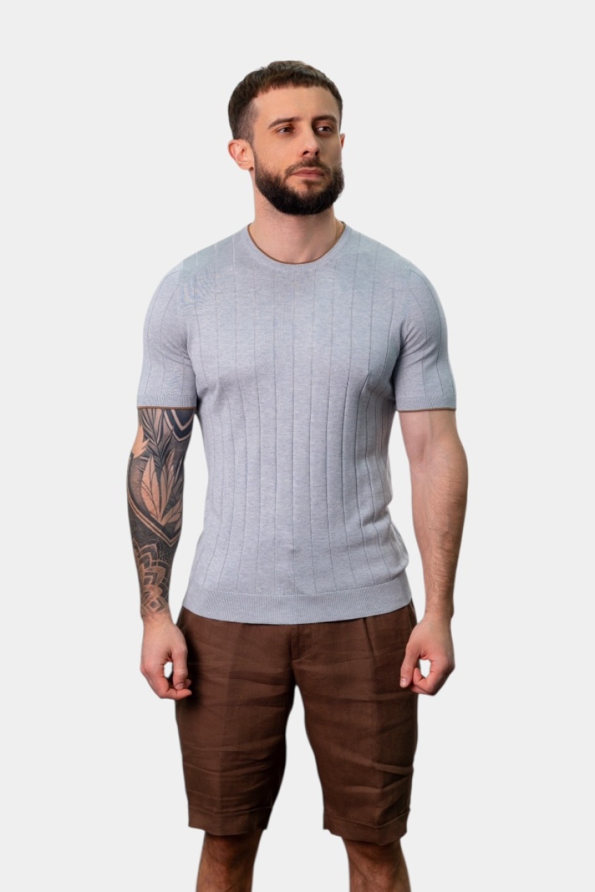 Сірий шовковий джемпер 43116\23510 050 Maglificio Gran Sasso