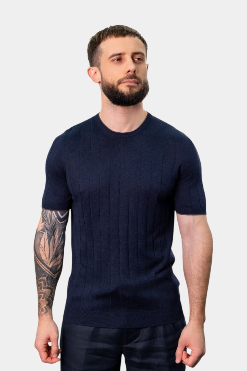 Темно-синій шовковий джемпер 43116\23510 597 Maglificio Gran Sasso