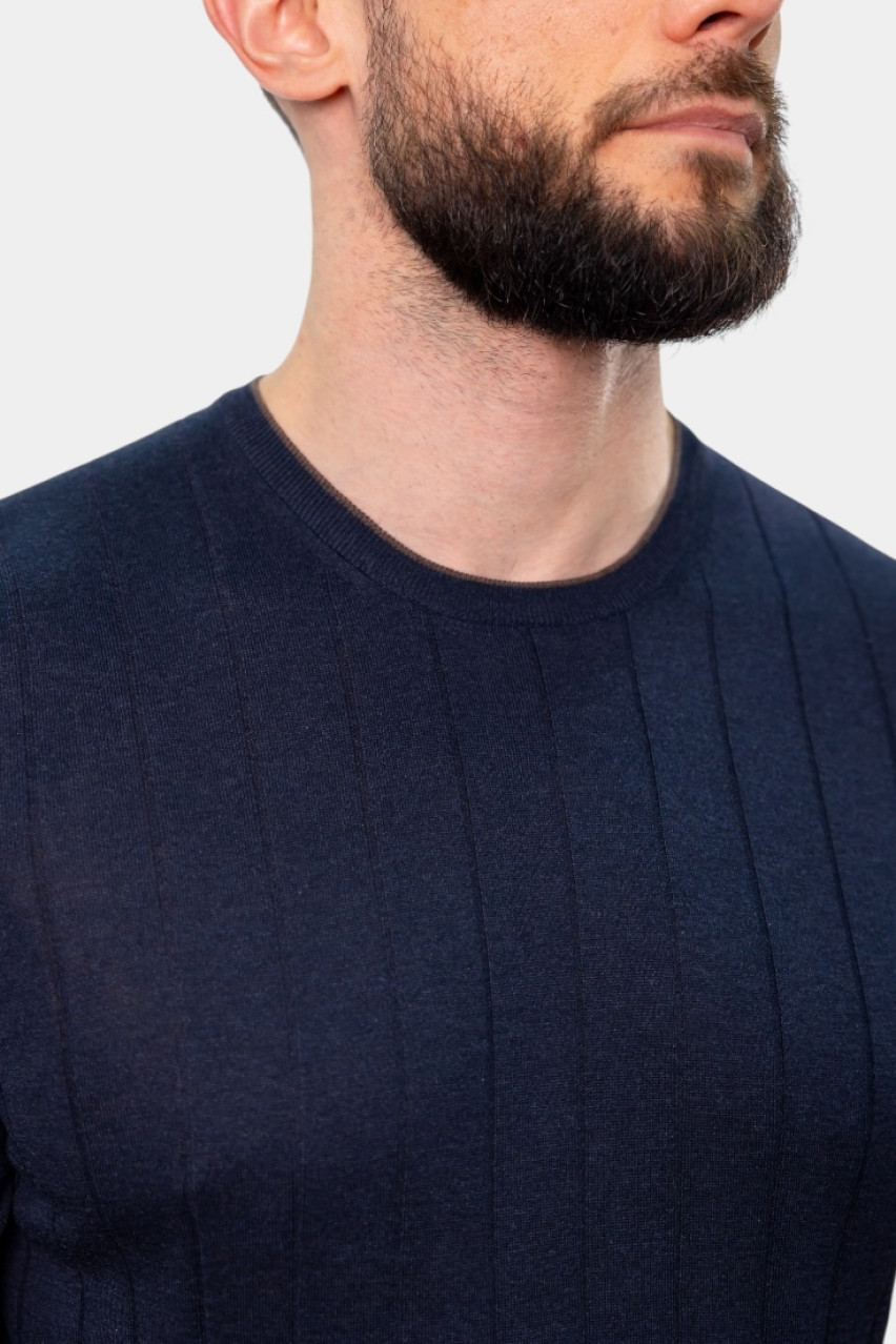Темно-синій шовковий джемпер 43116\23510 597 Maglificio Gran Sasso