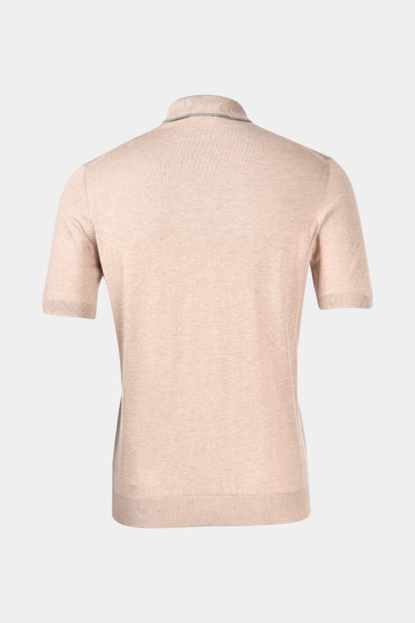Бежевое шелковое поло 43166\23506 030 Maglificio Gran Sasso