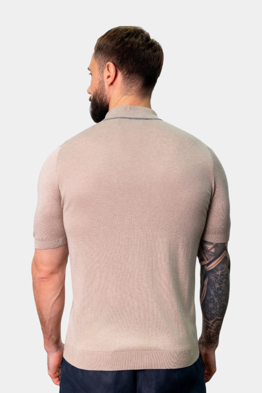 Бежевое шелковое поло 43166\23506 030 Maglificio Gran Sasso