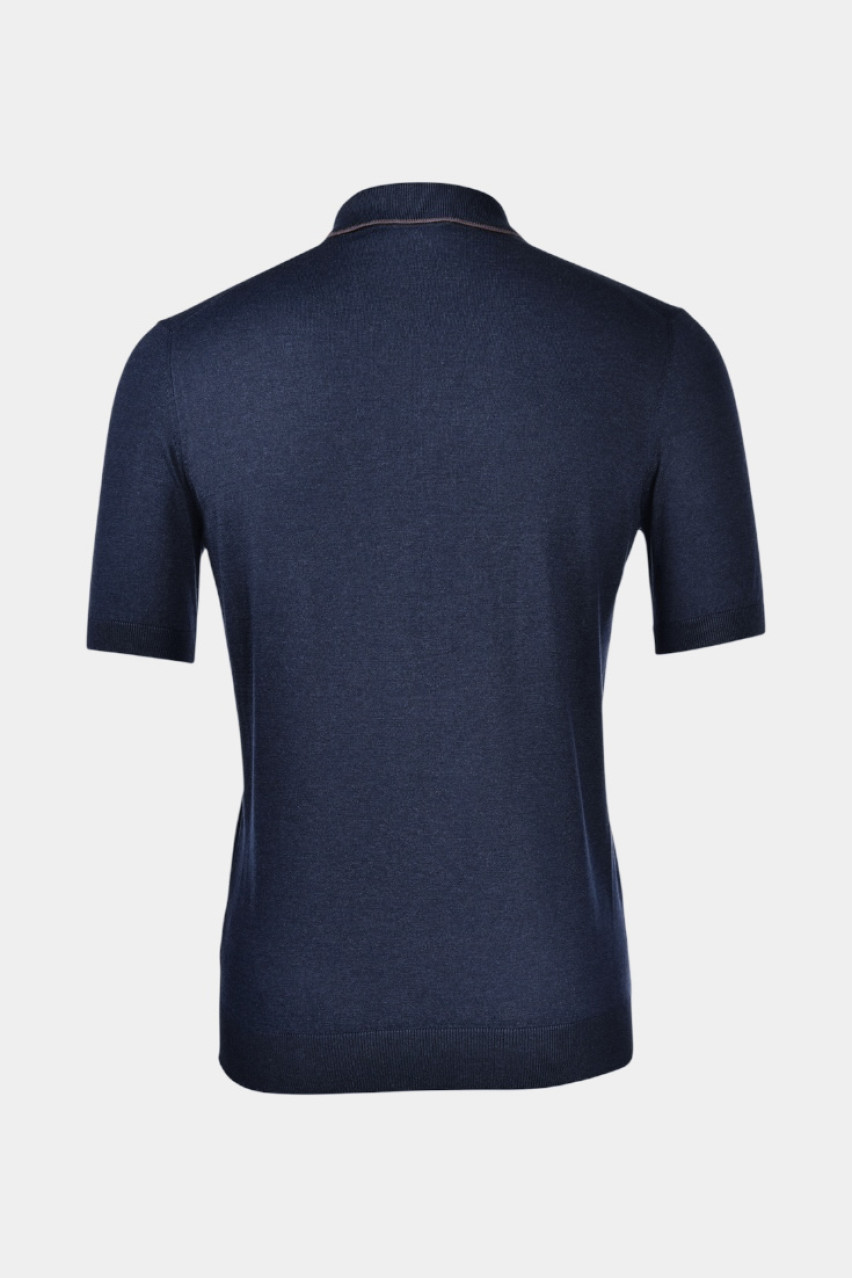 Темно-синее шелковое поло 43166\23506 597 Maglificio Gran Sasso