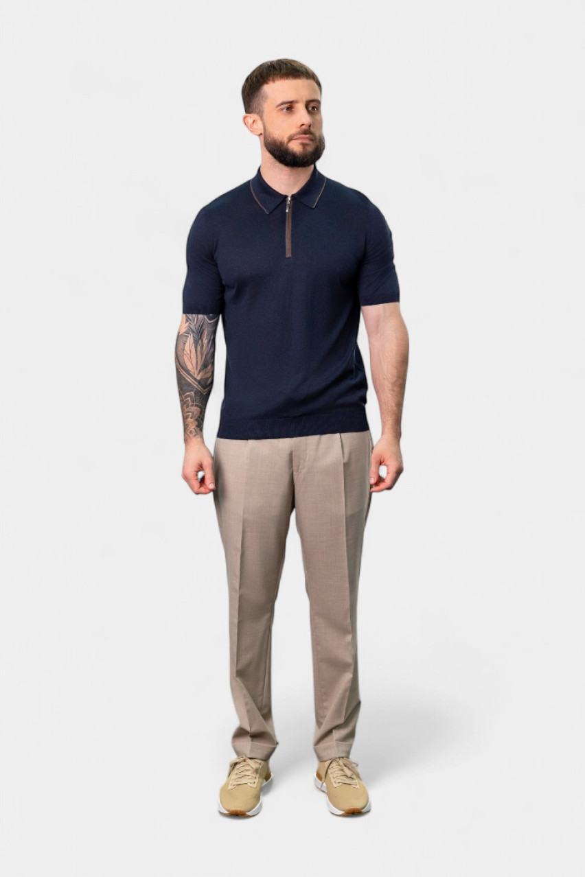 Темно-синее шелковое поло 43166\23506 597 Maglificio Gran Sasso