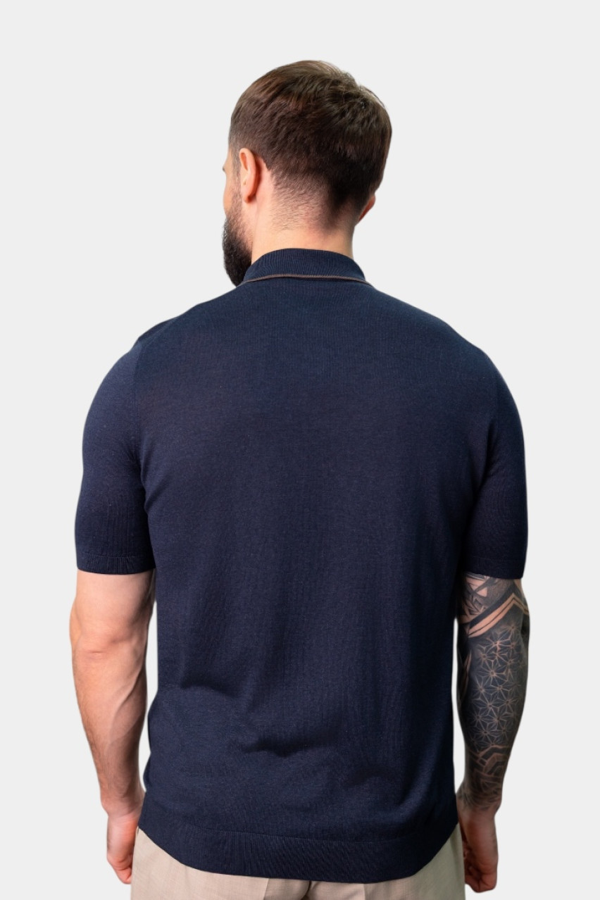 Темно-синее шелковое поло 43166\23506 597 Maglificio Gran Sasso