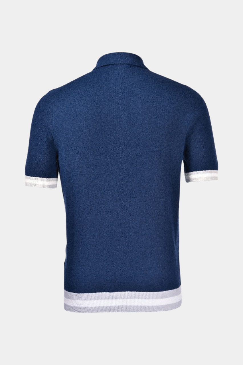 Синє поло з ефектом махрової текстури 57113\22116 590 Maglificio Gran Sasso