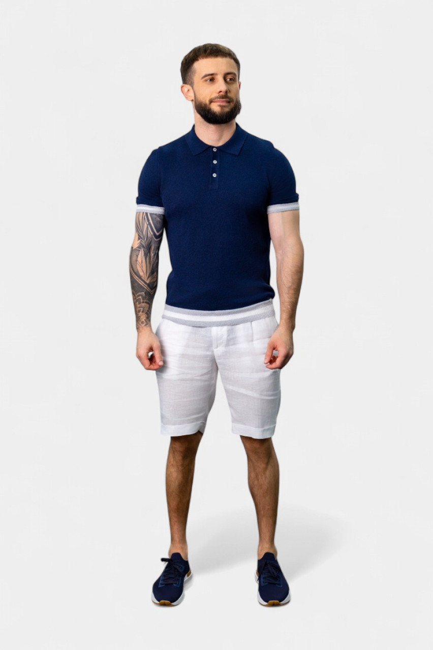 Синє поло з ефектом махрової текстури 57113\22116 590 Maglificio Gran Sasso