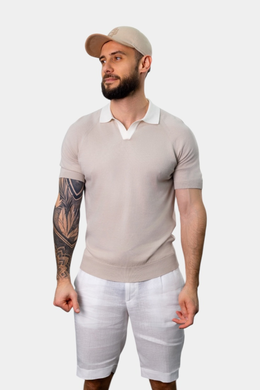 Бежевое хлопковое поло 57165\18045 012 Maglificio Gran Sasso