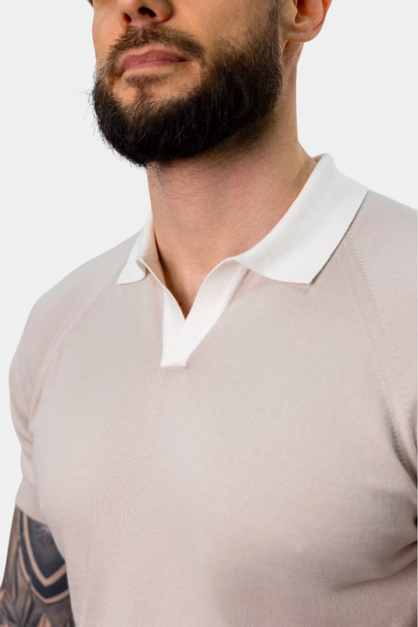 Бежевое хлопковое поло 57165\18045 012 Maglificio Gran Sasso