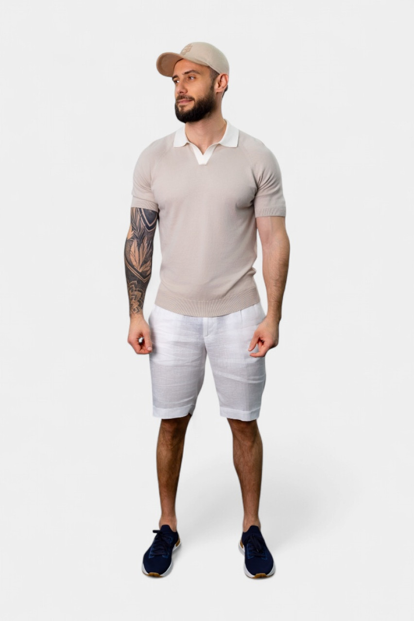 Бежевое хлопковое поло 57165\18045 012 Maglificio Gran Sasso