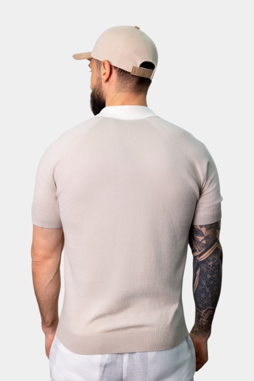 Бежевое хлопковое поло 57165\18045 012 Maglificio Gran Sasso