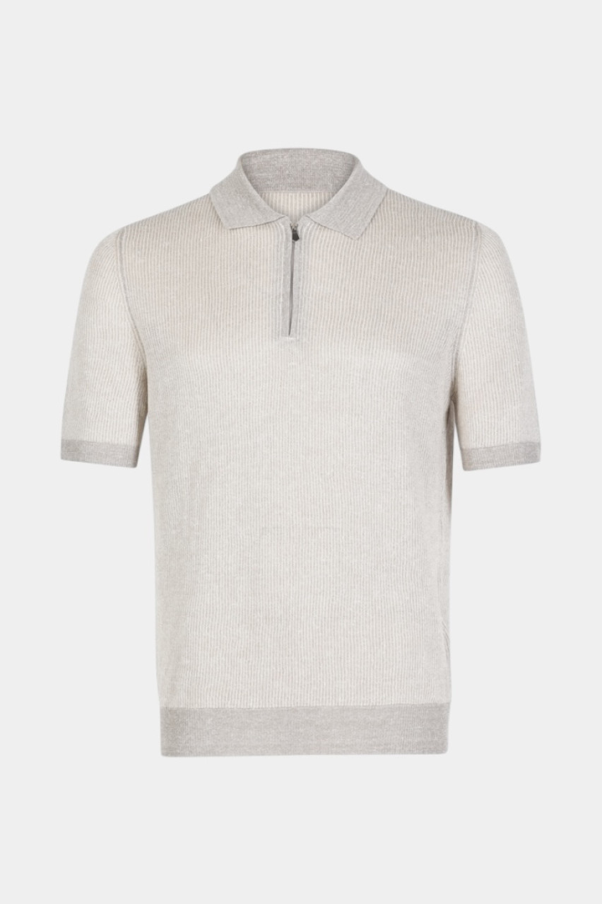 Бежеве лляне поло на блискавці 57172\18647 112 Maglificio Gran Sasso
