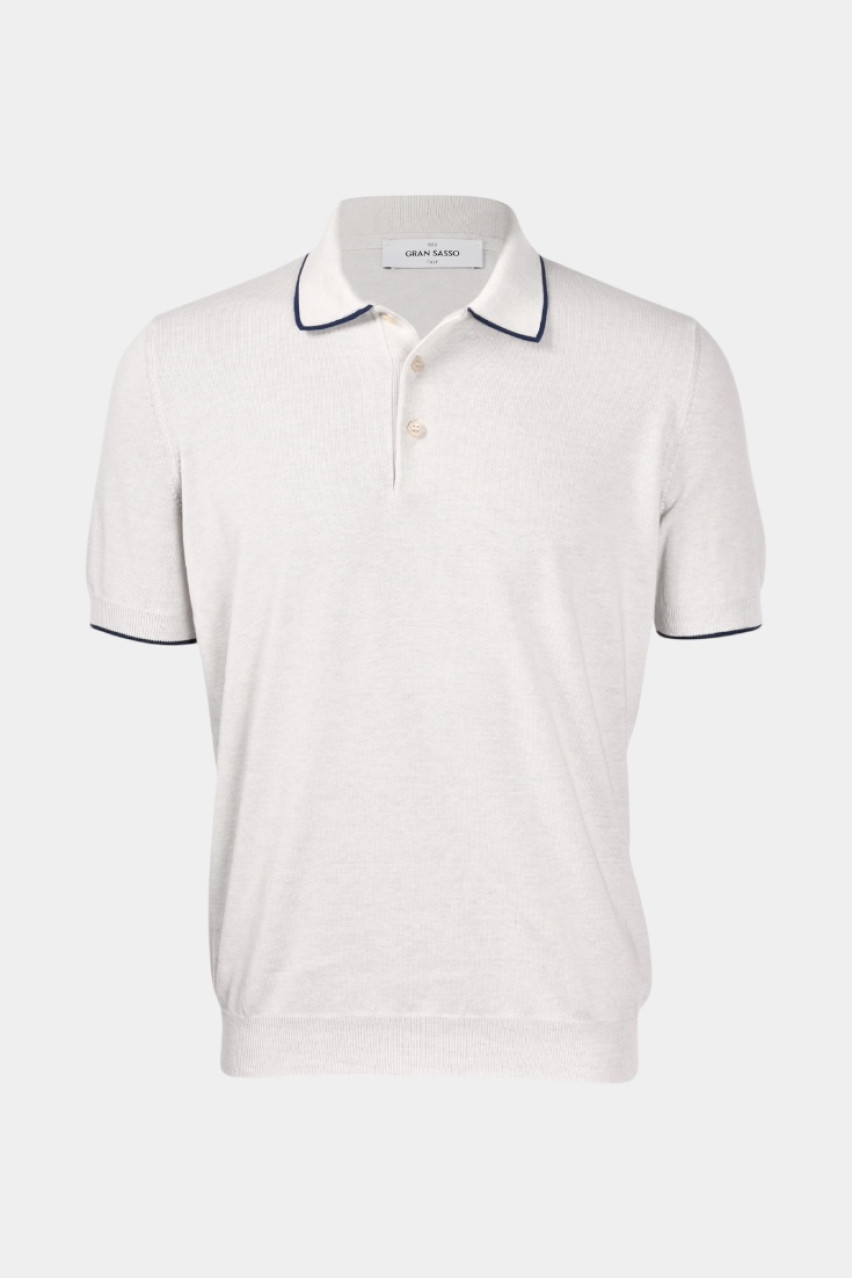 Біле поло з контрастним кантом 57175\20613 006 Maglificio Gran Sasso