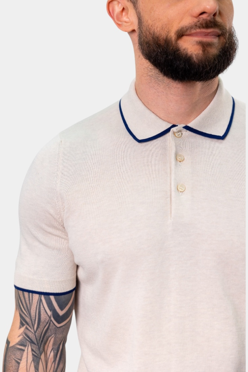 Біле поло з контрастним кантом 57175\20613 006 Maglificio Gran Sasso