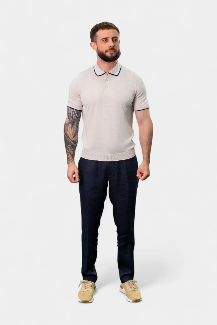 Біле поло з контрастним кантом 57175\20613 006 Maglificio Gran Sasso