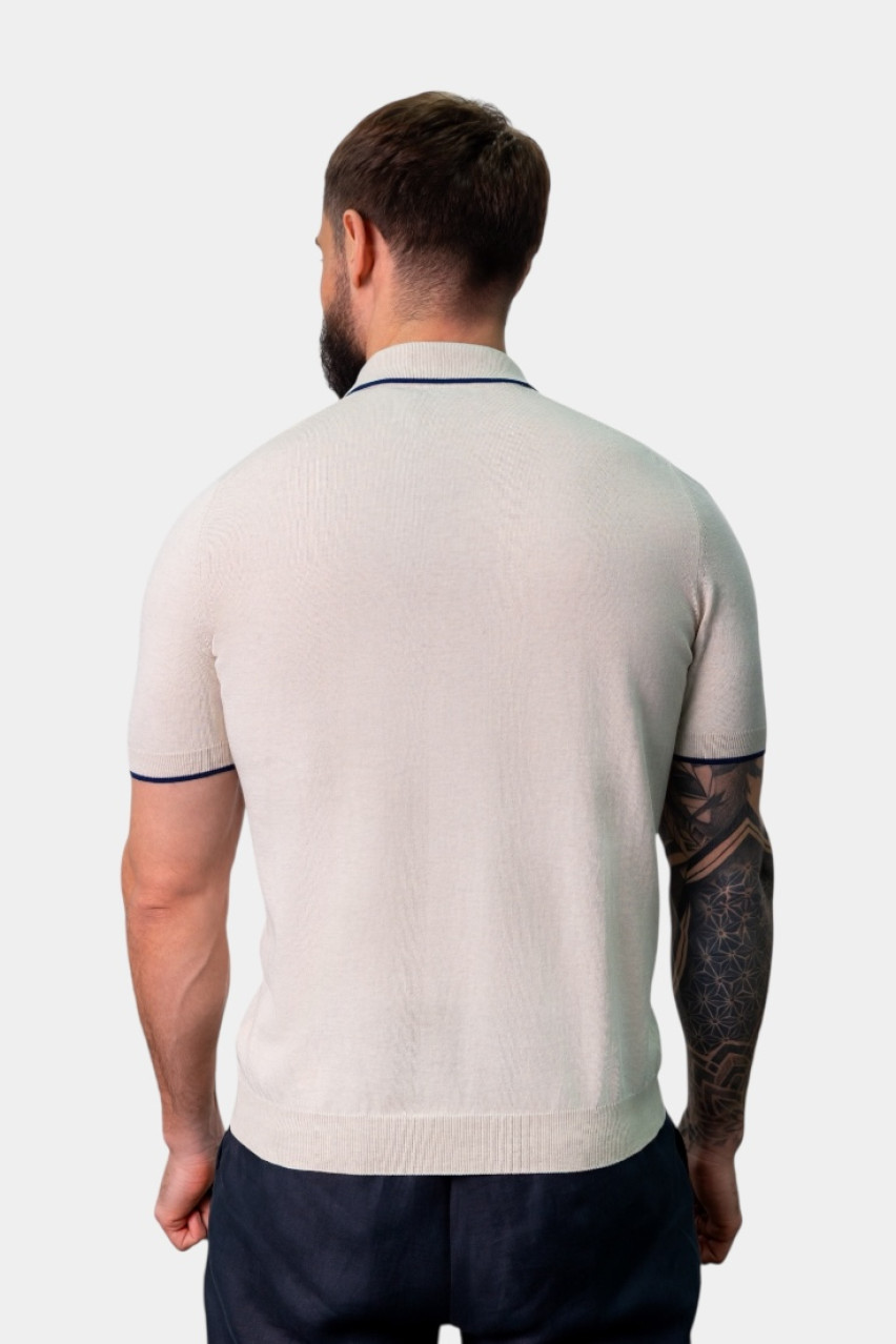 Біле поло з контрастним кантом 57175\20613 006 Maglificio Gran Sasso