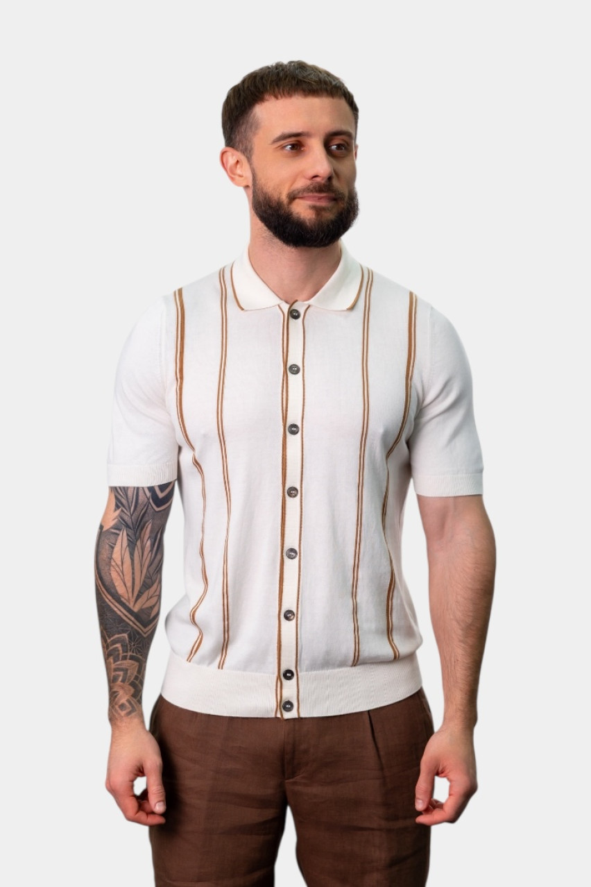 Молочний кардиган з органічної бавовни та короткими рукавами 59135\18041 005 Maglificio Gran Sasso