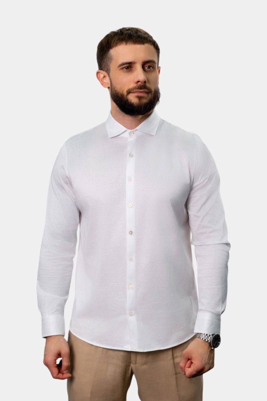 Белая рубашка из мерсеризированного хлопка 60120\74002 001 Maglificio Gran Sasso