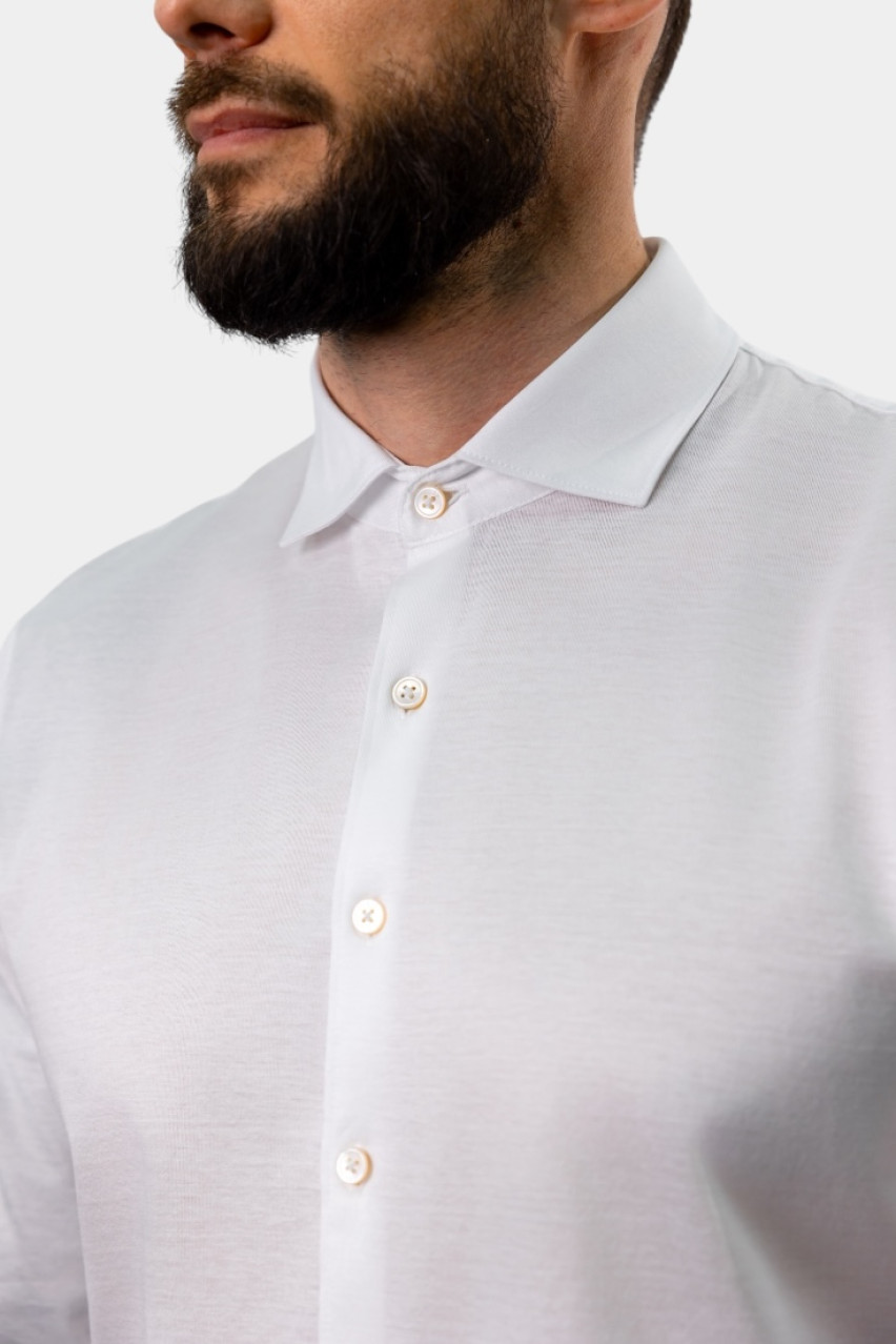 Белая рубашка из мерсеризированного хлопка 60120\74002 001 Maglificio Gran Sasso