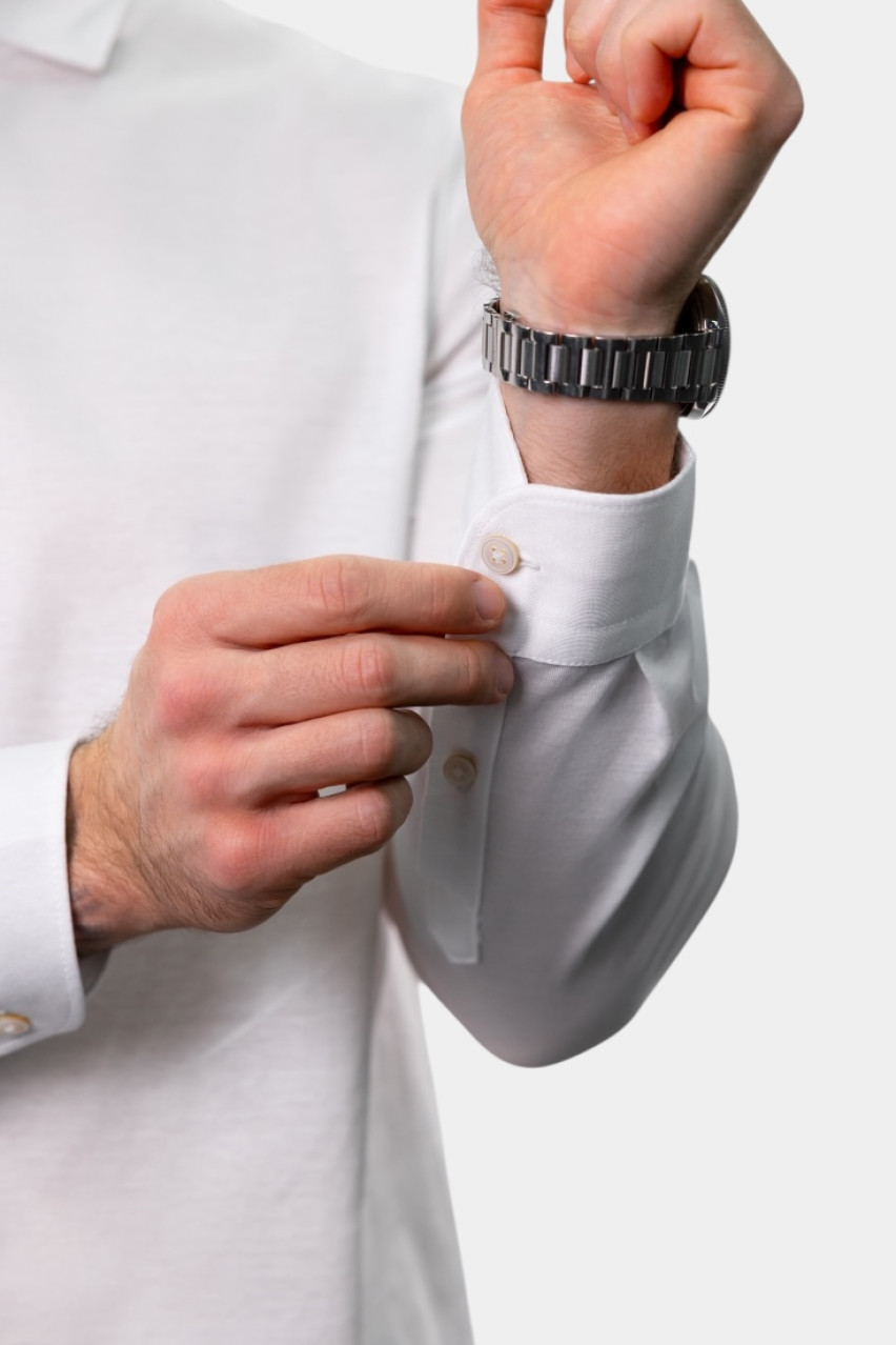 Белая рубашка из мерсеризированного хлопка 60120\74002 001 Maglificio Gran Sasso