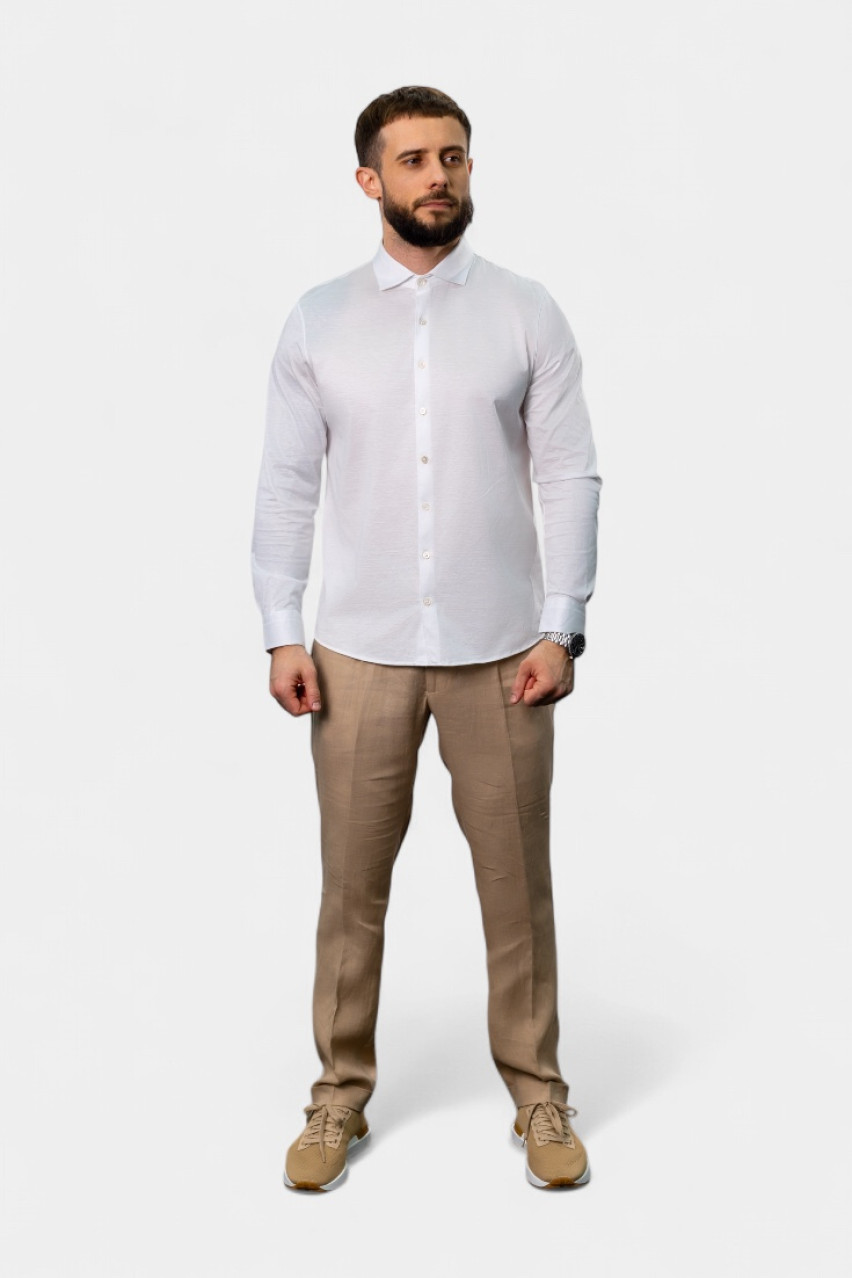 Белая рубашка из мерсеризированного хлопка 60120\74002 001 Maglificio Gran Sasso