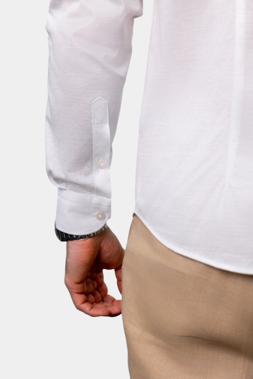 Белая рубашка из мерсеризированного хлопка 60120\74002 001 Maglificio Gran Sasso