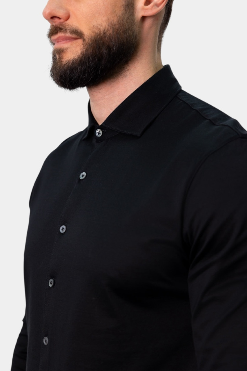 Черная рубашка из мерсеризированного хлопка 60120\74002 099 Maglificio Gran Sasso