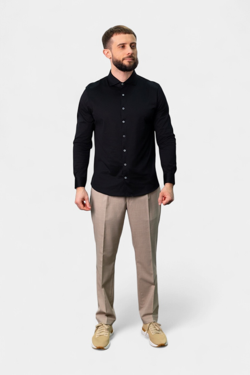 Черная рубашка из мерсеризированного хлопка 60120\74002 099 Maglificio Gran Sasso