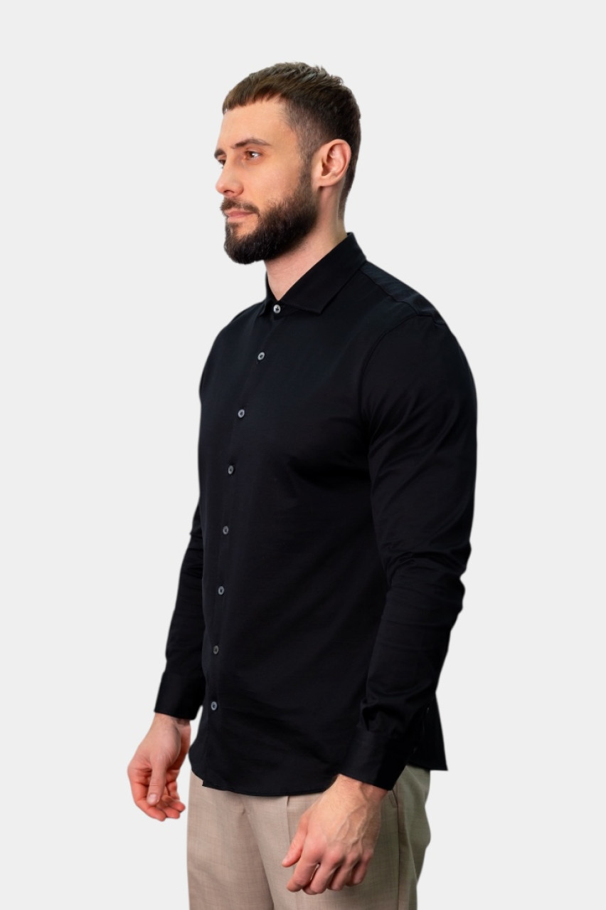 Черная рубашка из мерсеризированного хлопка 60120\74002 099 Maglificio Gran Sasso