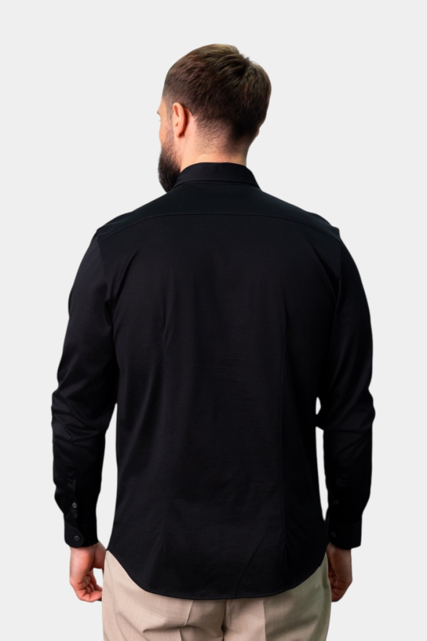 Черная рубашка из мерсеризированного хлопка 60120\74002 099 Maglificio Gran Sasso