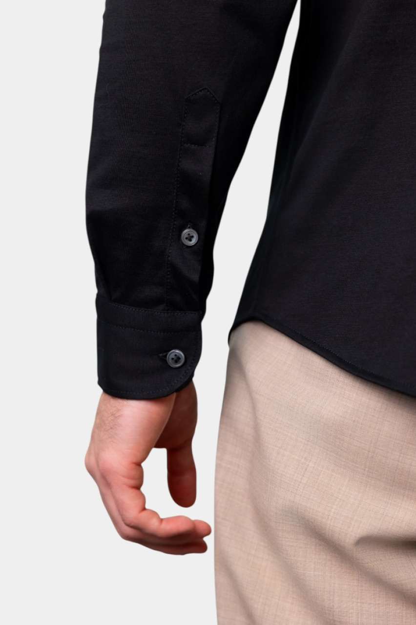 Черная рубашка из мерсеризированного хлопка 60120\74002 099 Maglificio Gran Sasso