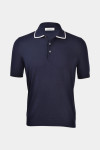 Темно-синє поло з контрастним кантом