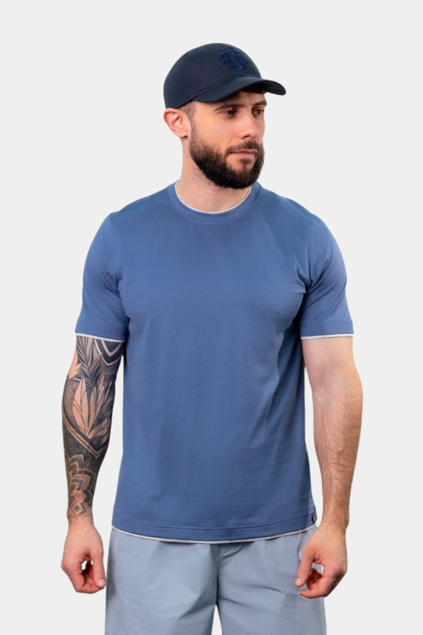 Синя бавовняна футболка 60123\73710 567 Maglificio Gran Sasso