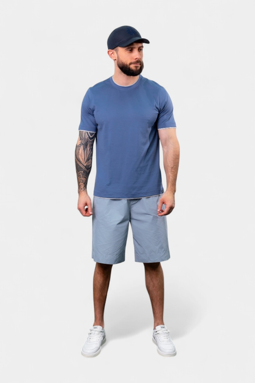 Синя бавовняна футболка 60123\73710 567 Maglificio Gran Sasso